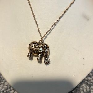 Elephant charmed gold necklace